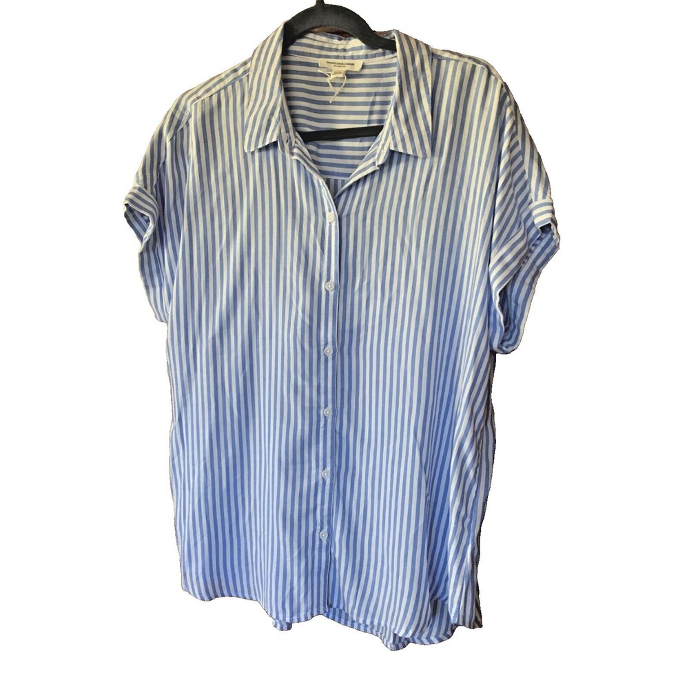 beachlunchlounge  Spencer Striped Short Sleeve Camp Shirt Sz Large